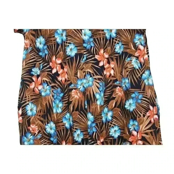 Lands End Mumu Dress Size Large 14-16 Multicolor Floral Tropical Cotton Stretch - Picture 13 of 15